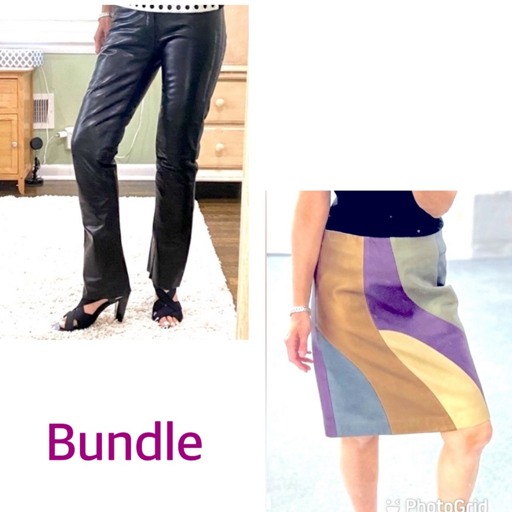 Leather pants and skirt bundle